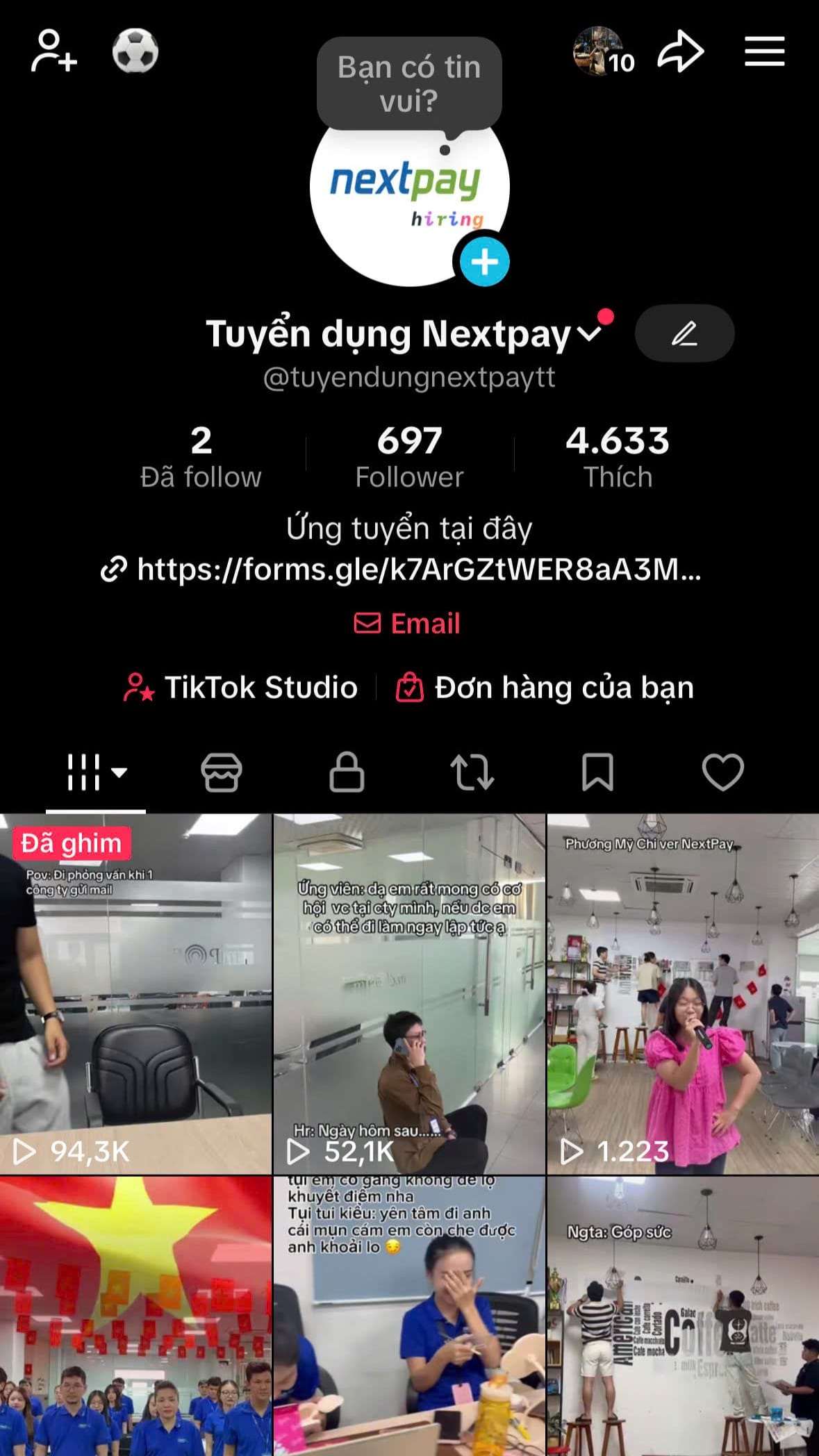 Xây dựng Kênh TikTok Tuyển dụng NextPay – 1